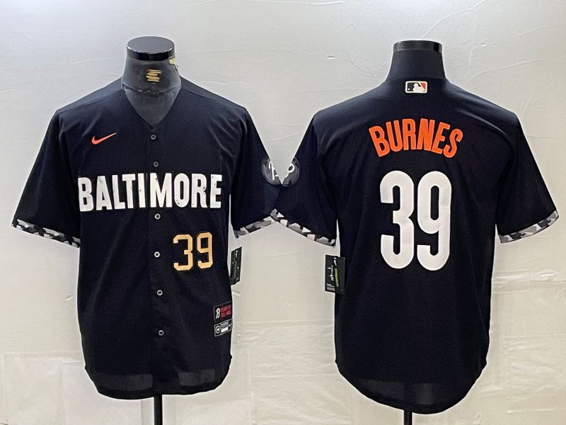 Men Baltimore Orioles 39 Burnes Black City Edition Nike 2024 MLB Jersey style 3